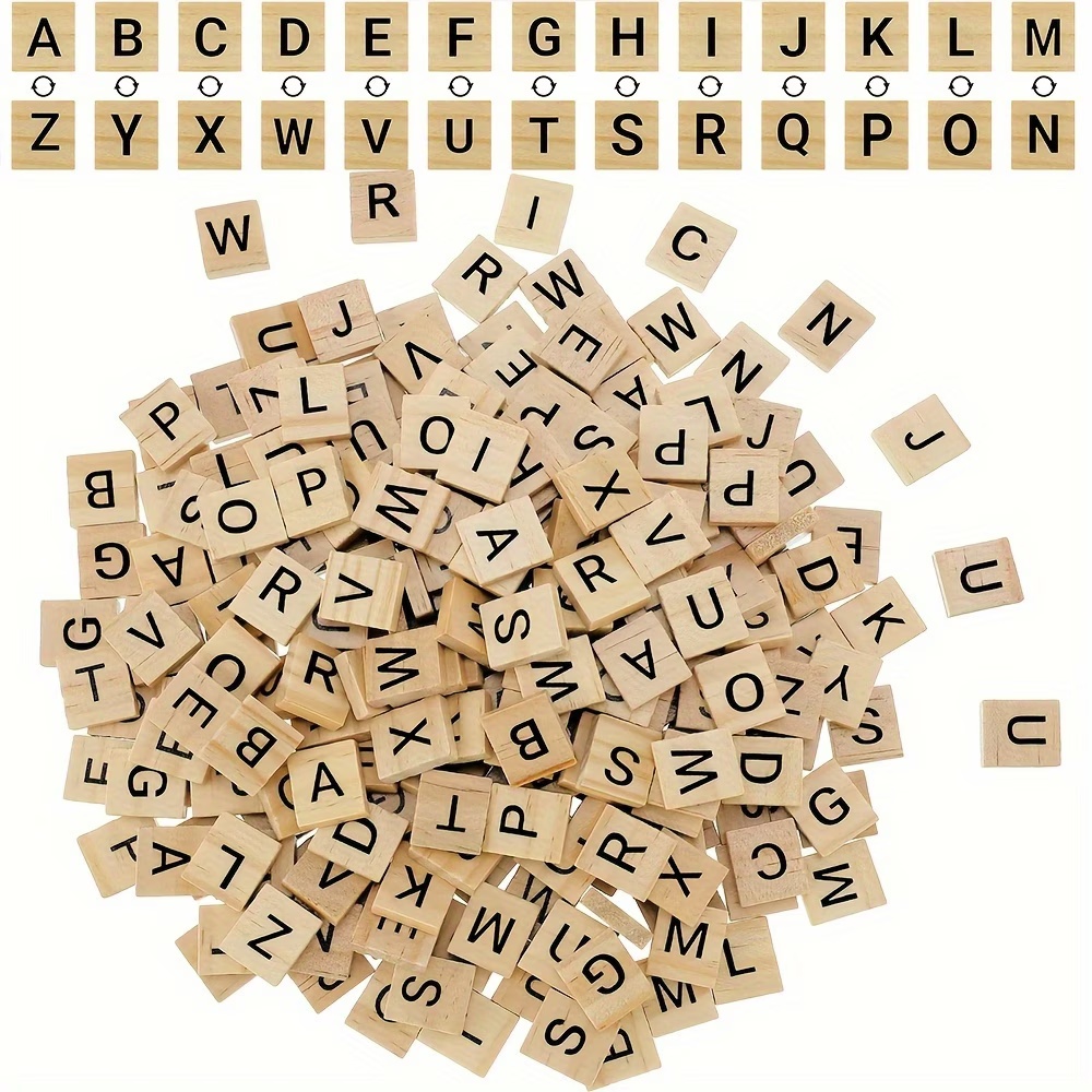 Oud Wood Chip - 100 Pezzi Lettere in Legno, Blocchi